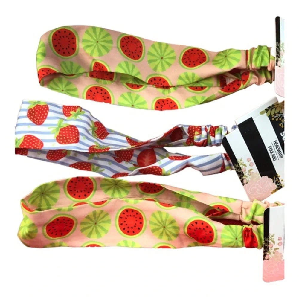 3pack watermelon & strawberry summer‎ fruits elastic headbands -$15